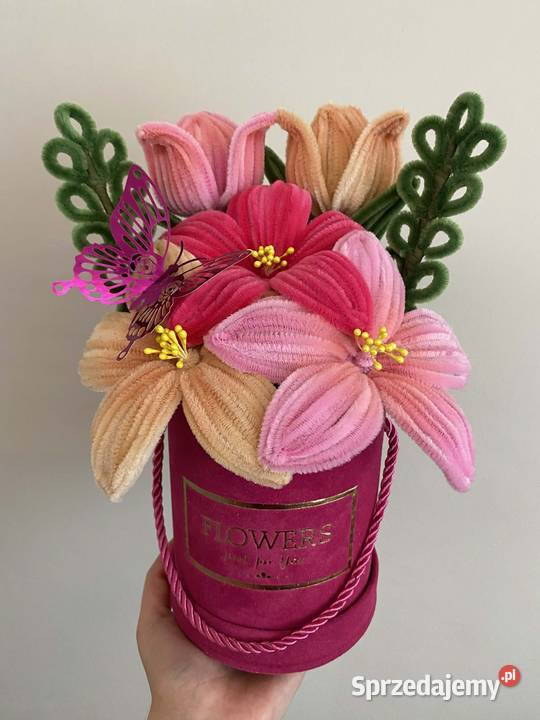 Flowerbox kwiatów z drucików dekoracja prezent Dąbrowa Górnicza