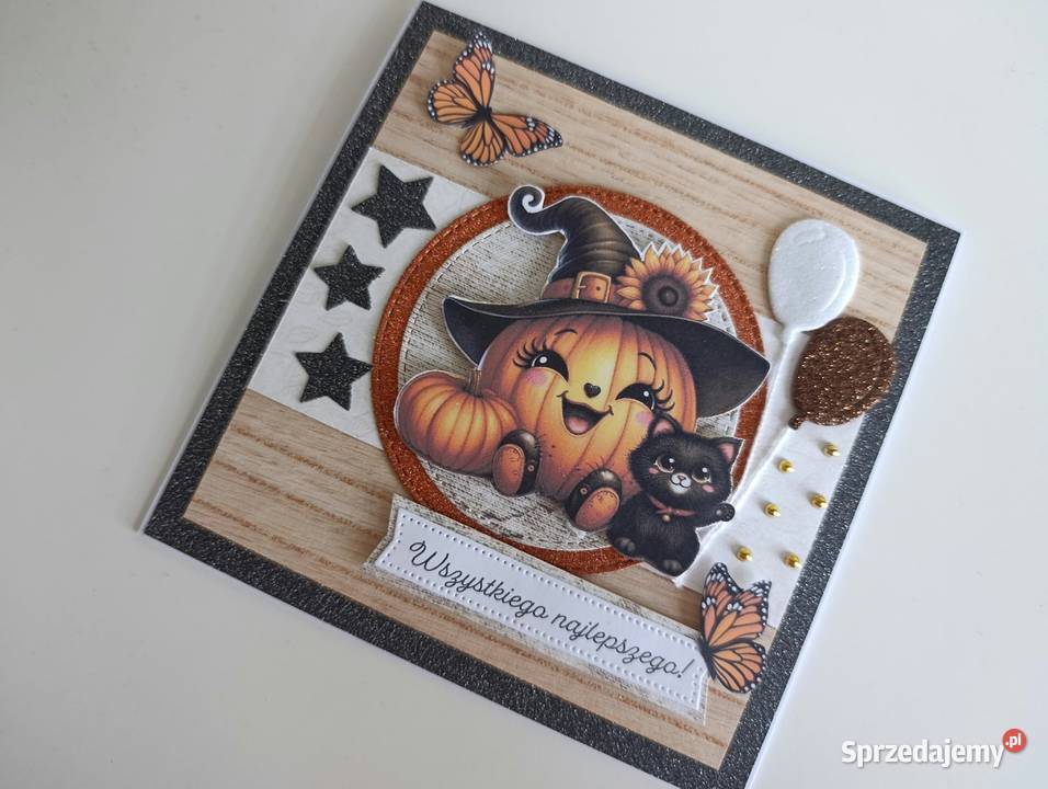 Kartka na urodziny imieniny jesienna Halloween Łódź