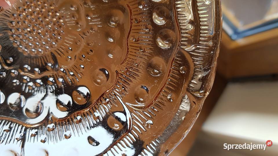 Talerzyki Flora Ząbkowice kolorowe szkło PRL Dąbrowa Górnicza