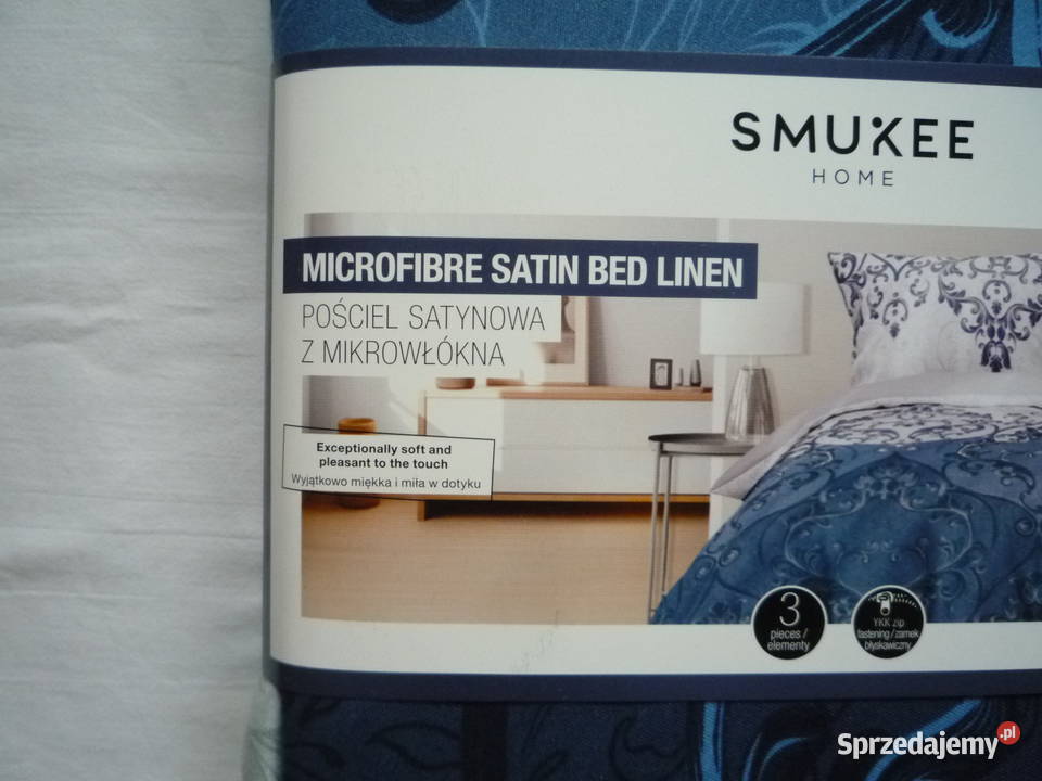 Smukee nowa granatowa szara pościel satynowa zachodniopomorskie