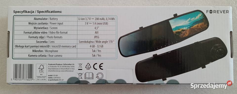 FOREVER VR800 rejestrator jazdy kamera Full HD