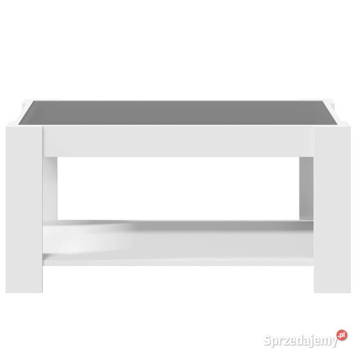 Stolik kawowy z LED biały 93x53x45 materiał