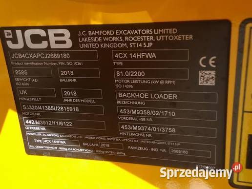 JCB 4CX Komplet Łyżek Klimatyzacja Koła Świebodzice