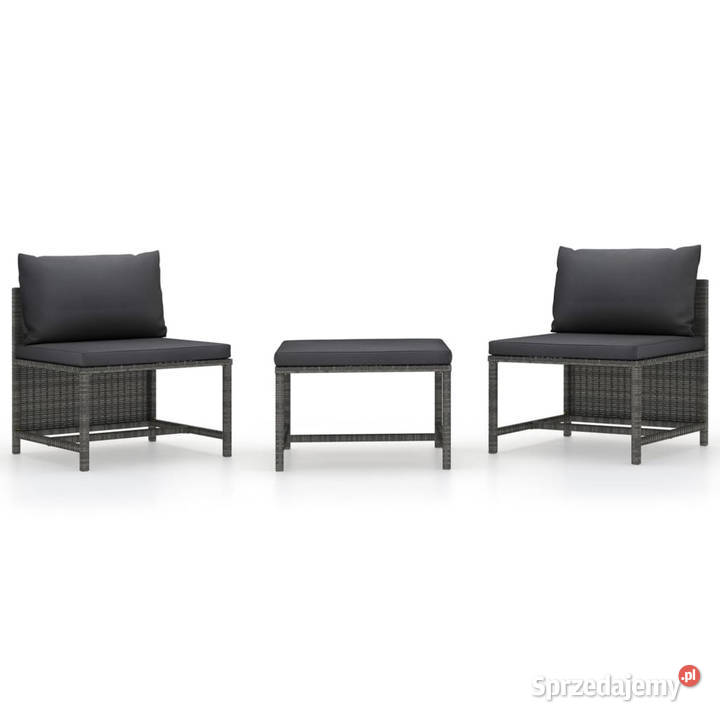 3częściowa sofa do ogrodu z poduszkami szara Warszawa