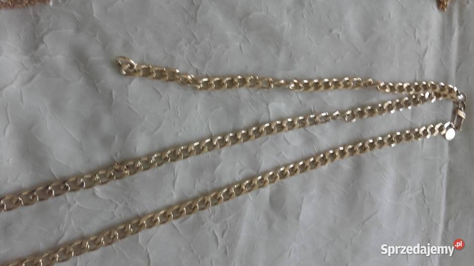 OKAZAŁY ZŁOCONY ŁAŃCUCH PASEK PRZYPINKA Piła