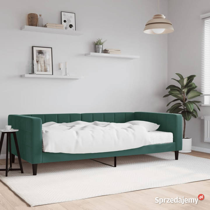 Sofa z materacem do spania ciemnozielona aksamit 223cm Warszawa sprzedam