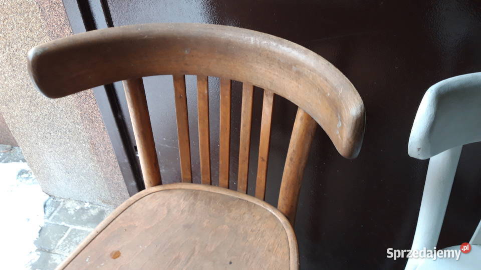 2 krzesła gięte PRL Chierowski drewno i białe mazowieckie Warszawa sprzedam