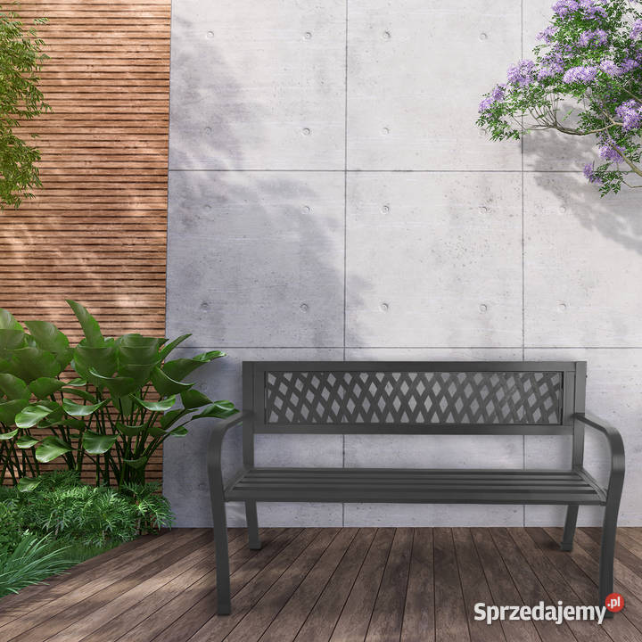 Ażurowa ławka ogrodowa z oparciem parkowa Poznań