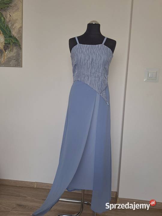 Śliczna elegancka długa wieczorowa suknia lila sprzedam