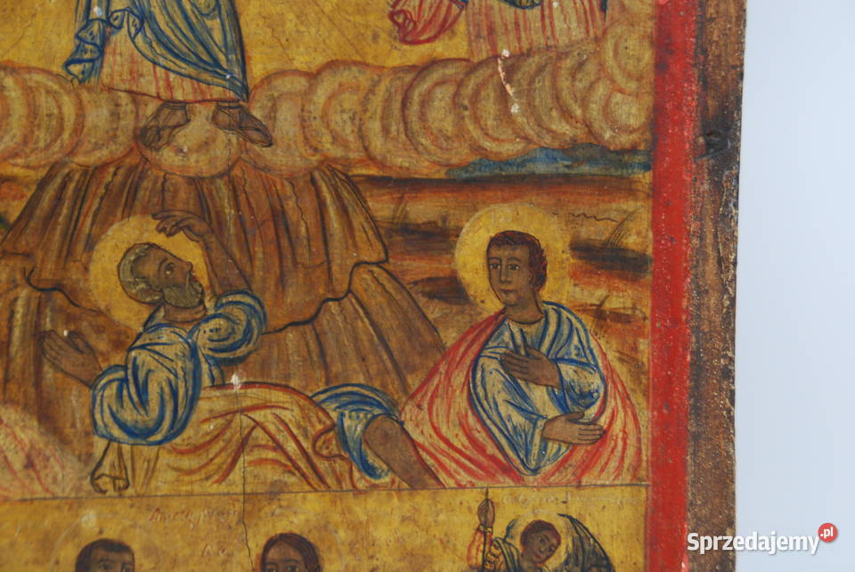 Duża ikona obraz Jezus Chrystus Grecja XIX wiek Poznań