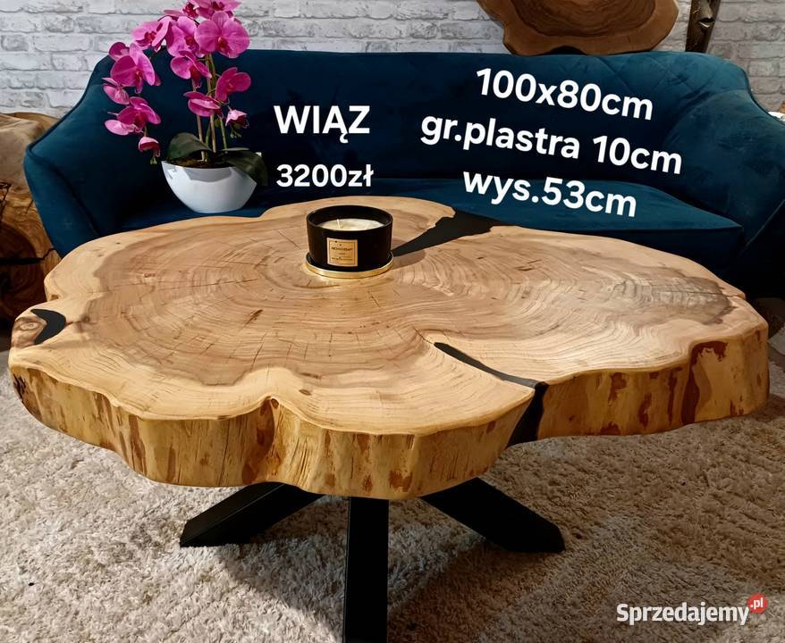 Stolik kawowy 100x80 PIĘKNY OKAZ LIVE EDGE Stoliki kawowe i ławy wielkopolskie Śrem
