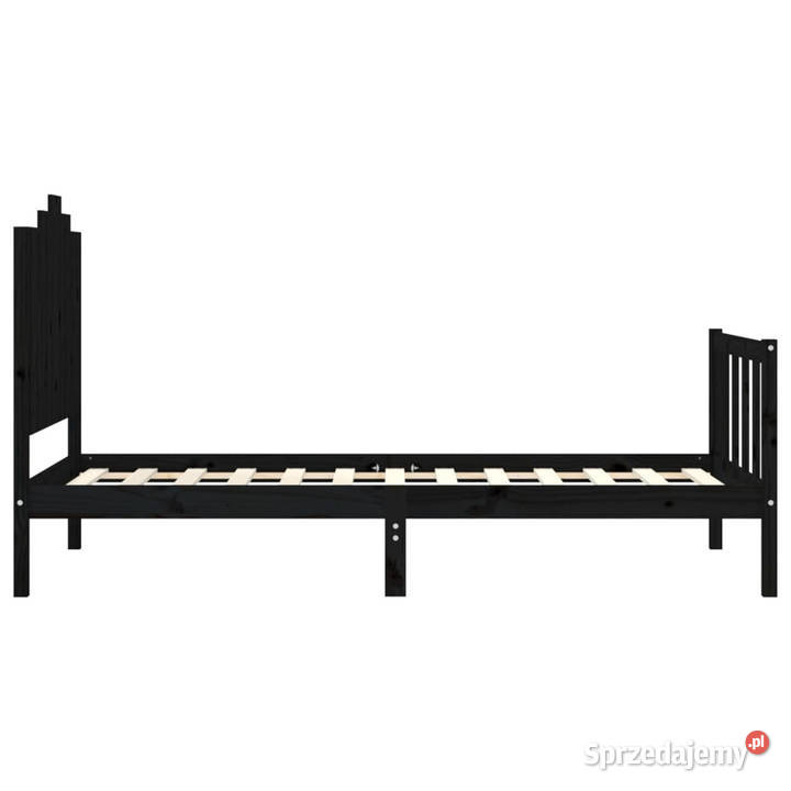 Rama łóżka z wezgłowiem czarna lite drewno 110cm Warszawa