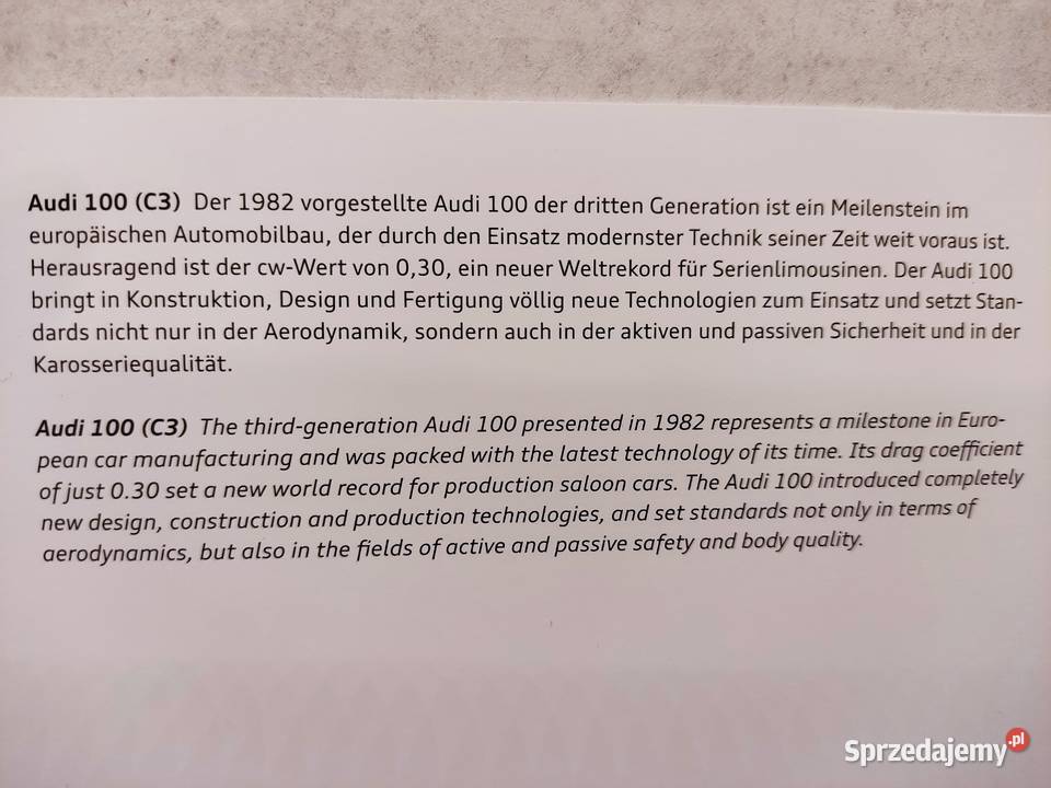 Pocztówka widokówka Audi 100 C3 quattro 1982 Pocztówki i karty telefoniczne Głuchołazy