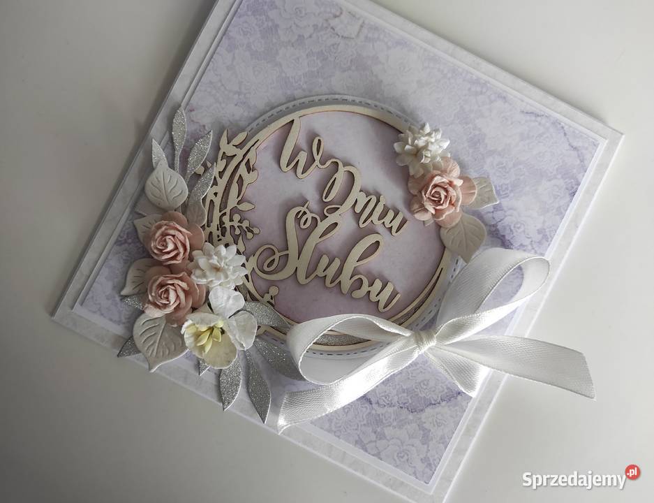 Kartka ręcznie robiona na Ślub w pudełku Rękodzieło łódzkie
