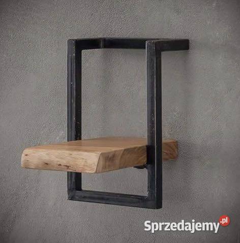 Półka wisząca na na ścianę LOFT DĄB STAL Półki Meble