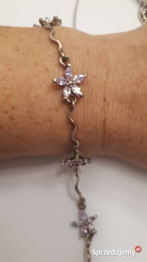 Bransoletka srebrna z kwiatkami Radom