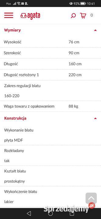 Biały rozkładany stół połysk plus 4krzesla dolnośląskie
