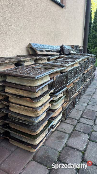 Kafle z dwóch pieców kaflowych wielokolorowy Krosno