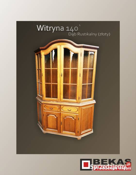 Stylowa Klasyczna Witryna 140 Dębowa Śliczna Dąb 40cm Pozostałe