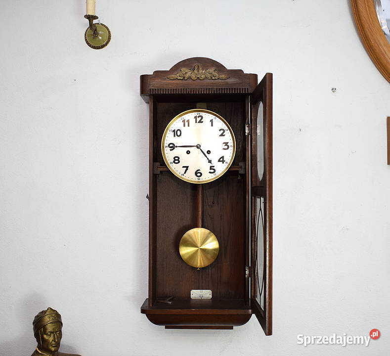 Stary zegar wiszący Junghanas sygnowany witraż sprzedam