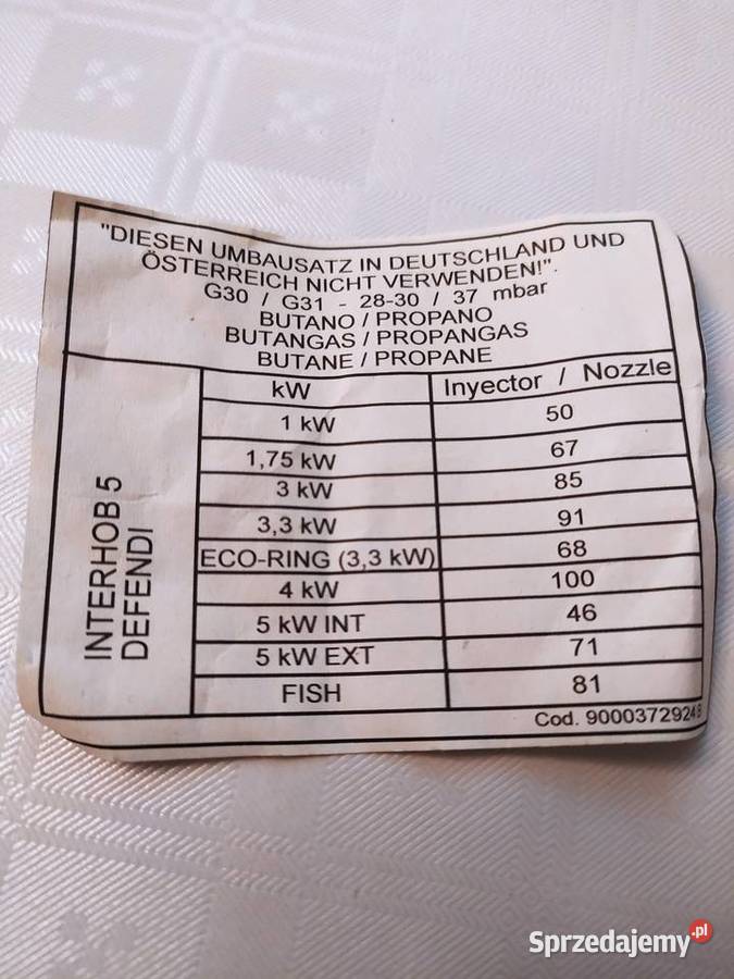 Dysze do kuchenki gazowej 4 kpl Olecko