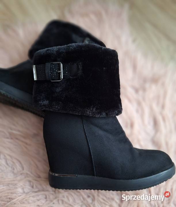 Śliczne botki koturny damskie z futerkiem Jenny Kraków