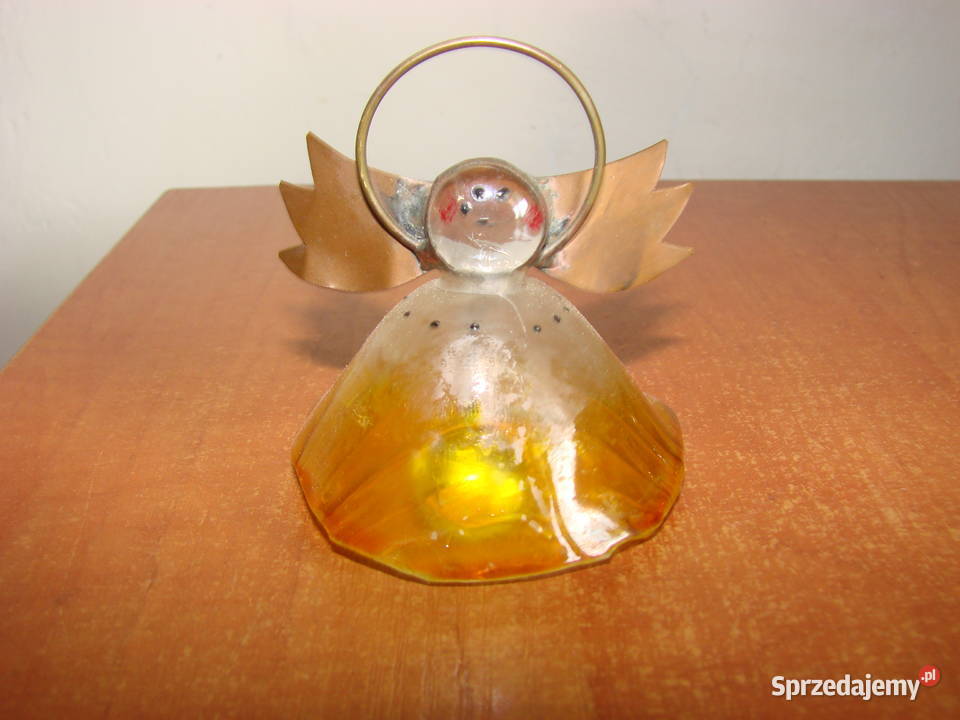 Aniołek szklany dzwoneczek Porcelana i szkło pomorskie Pruszcz Gdański