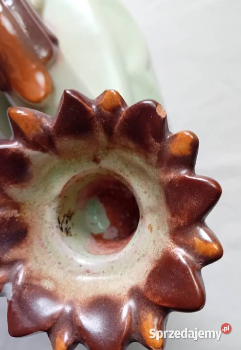 Secesyjny ceramiczny świecznik trójramienny Koźminek