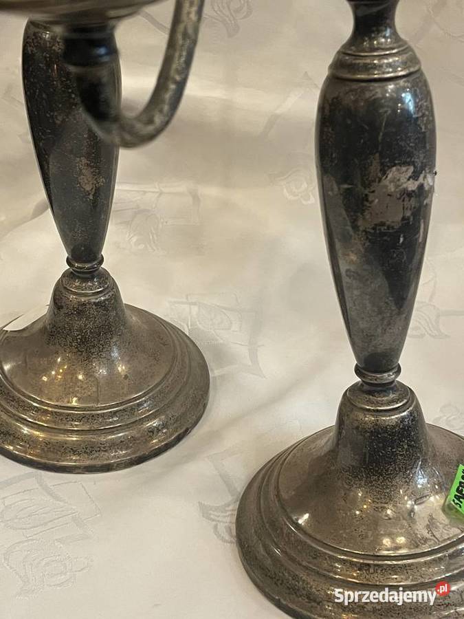 Para srebrnych kandelabrów próby 925 małopolskie Kraków