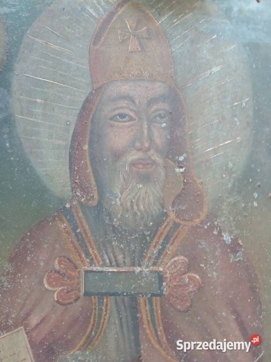 SW Mikołaj olej na blasze XIX wiek Gdów sprzedam