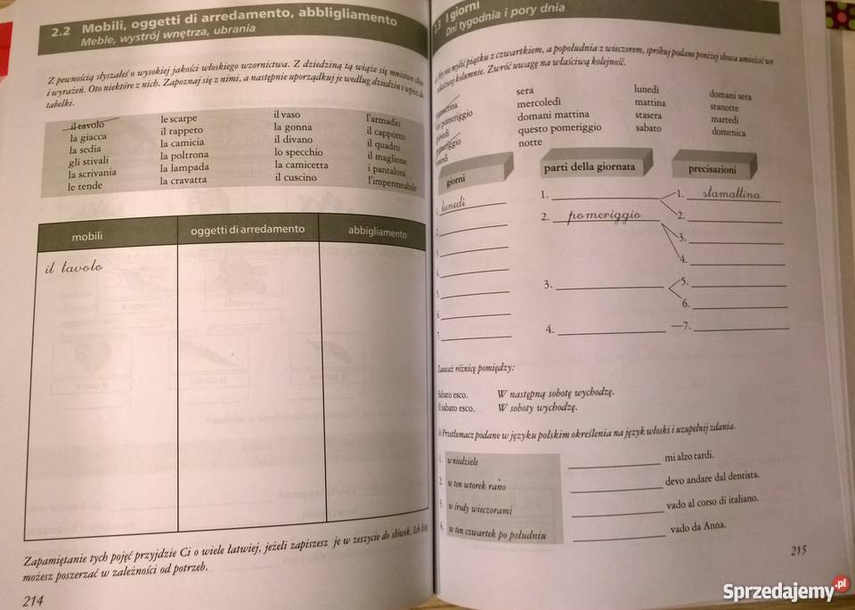 Włoski gramatyka z ćwiczeniami i słownictwem mazowieckie Warszawa