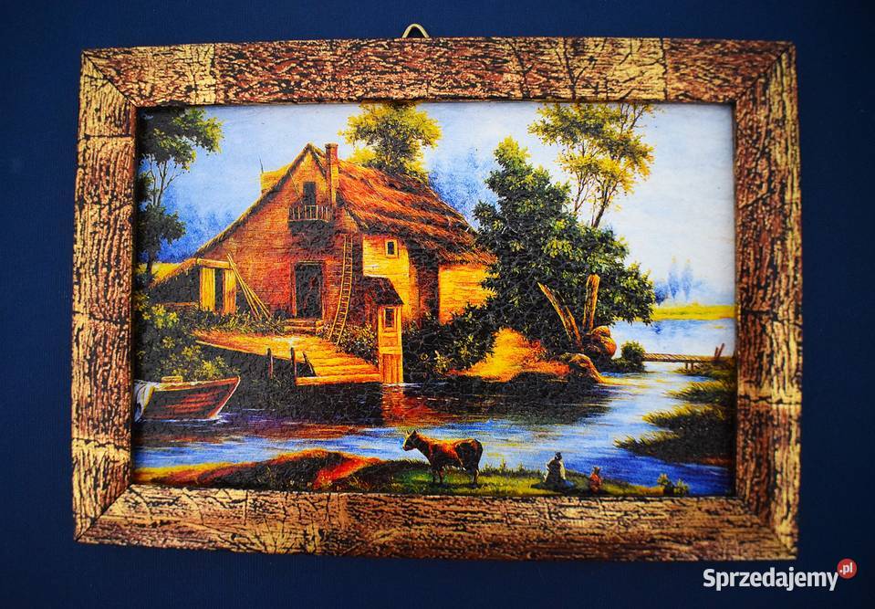 Mała reprodukcja malarska Stary dom rzeką Chełmno