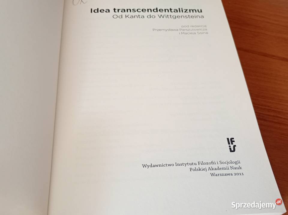 Idea transcendentalizmu Kanta do Wittgensteina Gdańsk