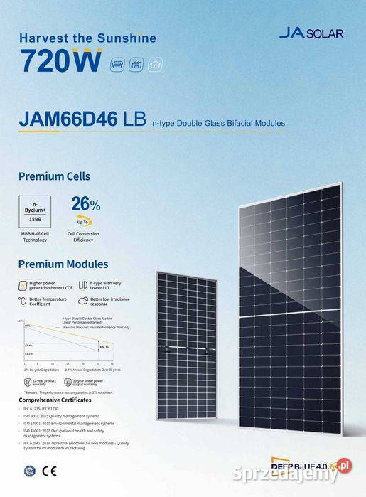 Panel fotowoltaiczny JA SOLAR JAM66D46710LB 710