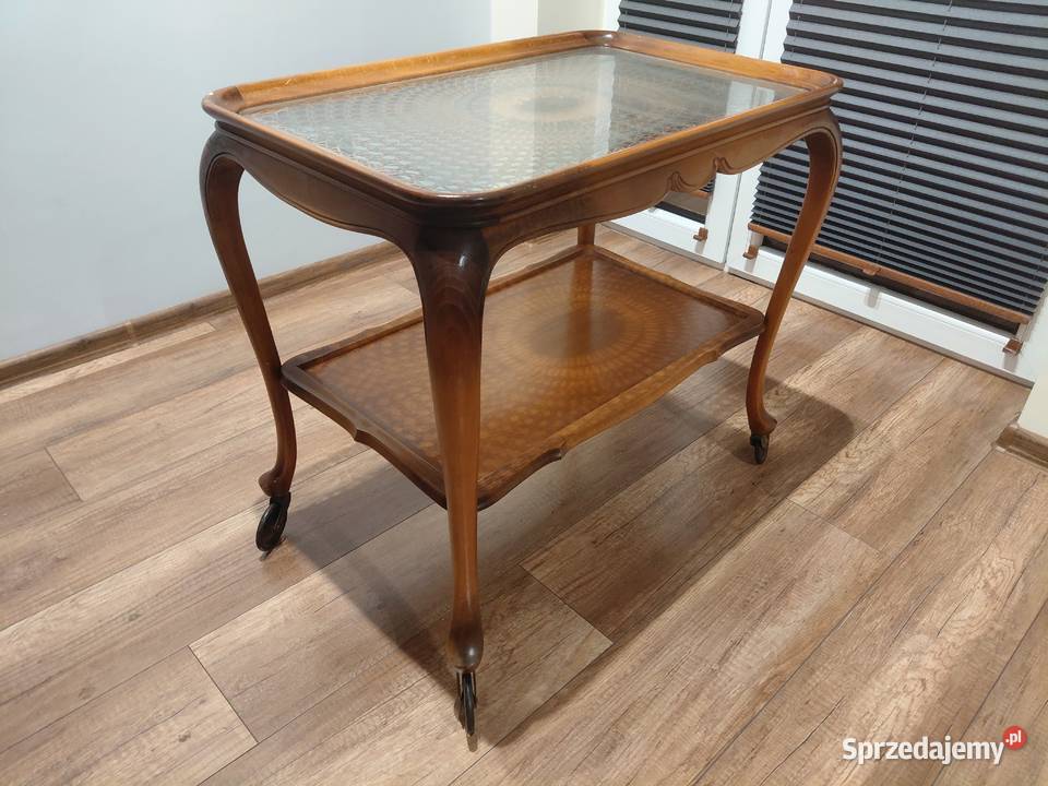 STOLIK BAREK W STYLU CHIPPENDALE blat rafia 234 sprzedam