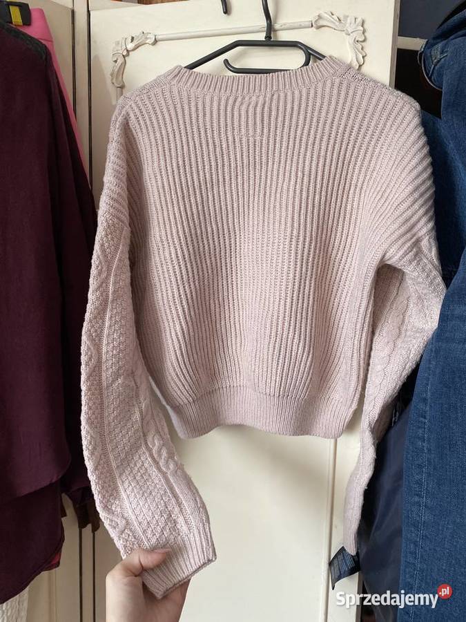 Sweter SinSay z warkoczowym splotem pudrowy róż różowy Kraków