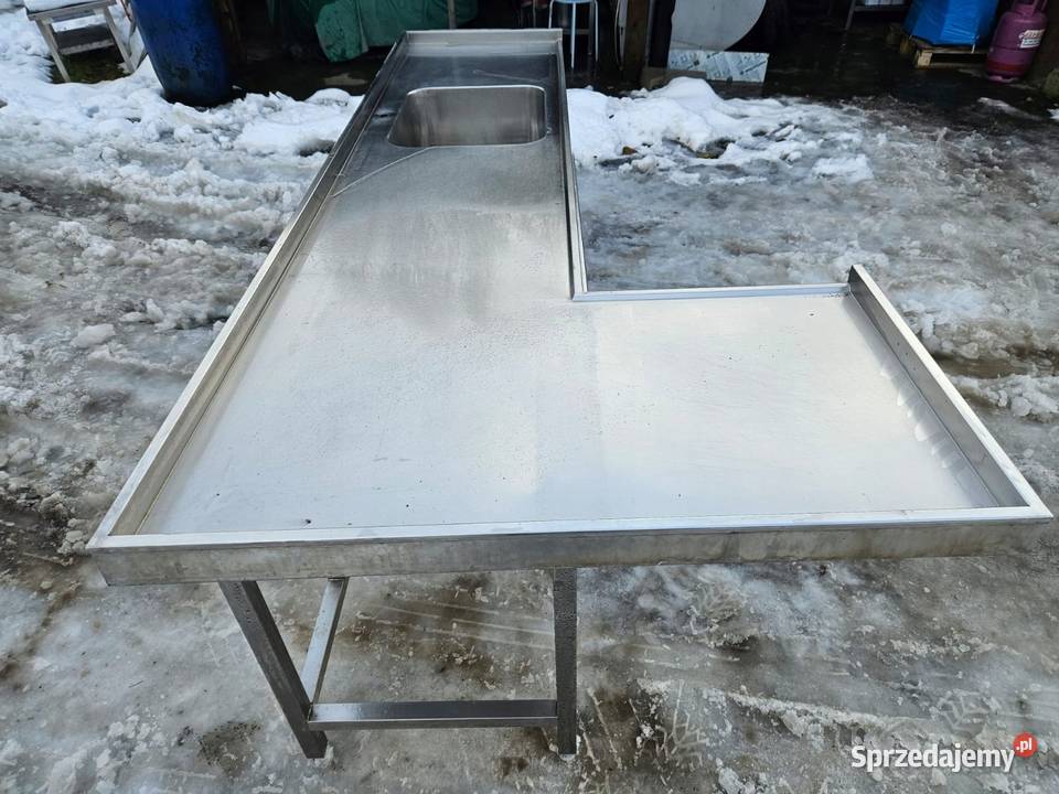 Blat narożny ze zlewem 285 x 1265 GRUBA STAL Góra sprzedam