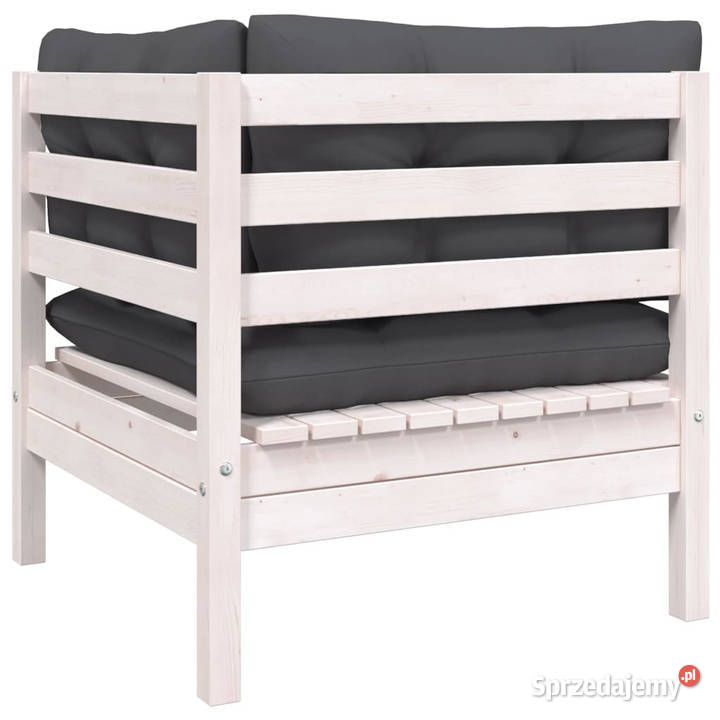 2osobowa sofa ogrodowa z poduszkami białe drewno Warszawa