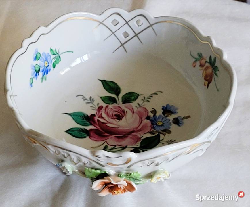 Ażurowa patera w miśnieńskim stylu na nóżkach Kraków