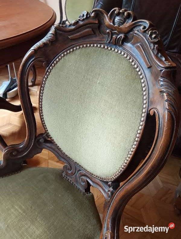 Stół okrągły rozkładany krzesła antyk mazowieckie Biała