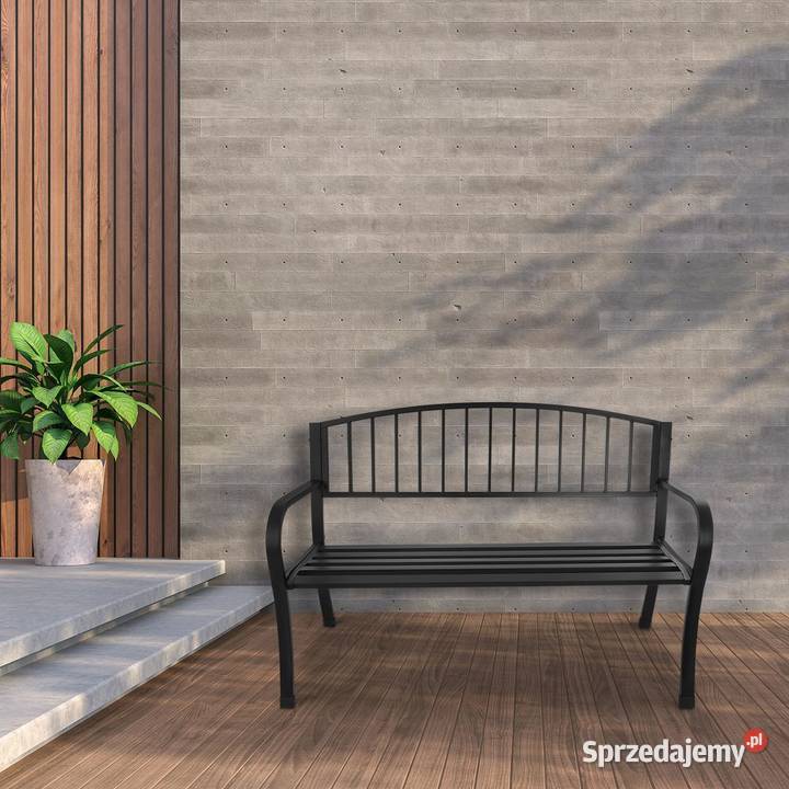 Metalowa ławka ogrodowa z oparciem parkowa taras Ławy i ławki Poznań