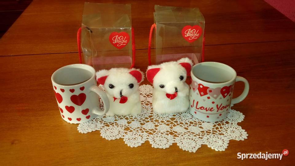 Małe kubeczki w serduszka z maskotką miś Warszawa