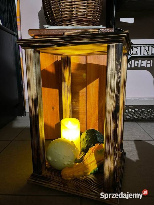 Lampion drewniany lampion na grób stroik na grób