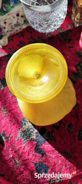 Duży puchar szkło kanelowane Wiedeń żółty Wrocław