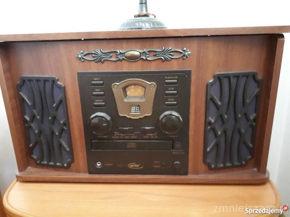 Radio retro z gramofonem magnetofonem odcienie brązowego Lublin