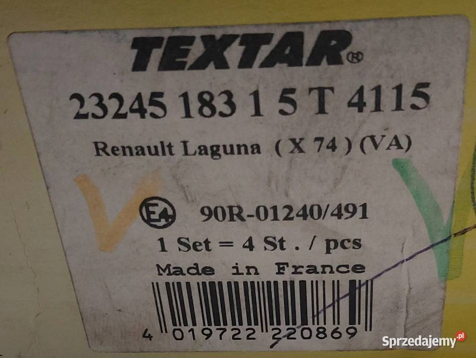 KLOCKI HAMULCOWE PRZÓD RENAULT LAGUNA II dolnośląskie Mielęcin