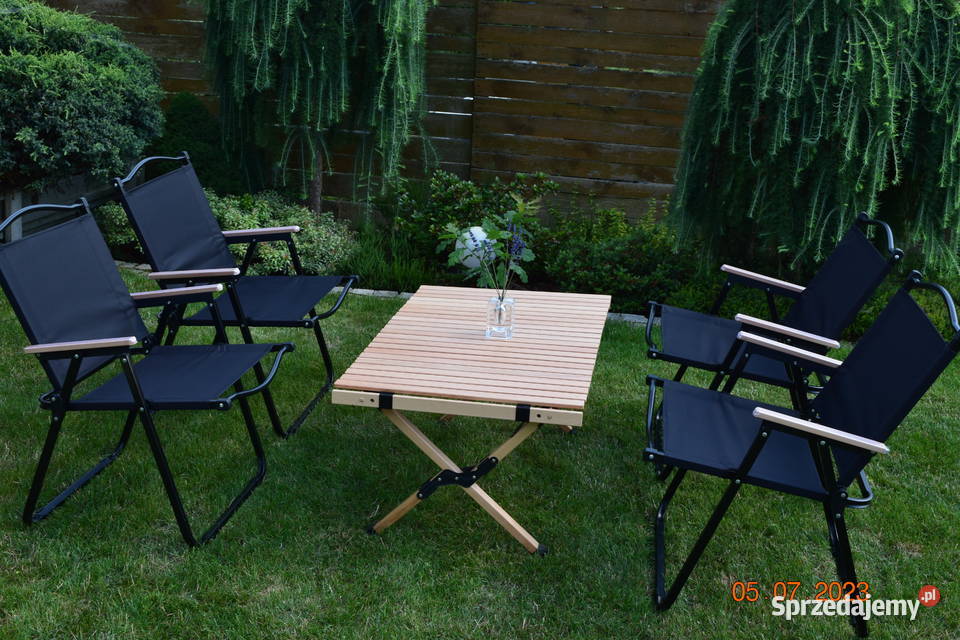 krzesło składane turystyczne campingowe czarne Krzesła ogrodowe Bosutów