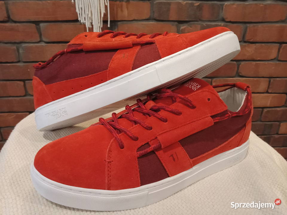 TRUSSARDI JEANS NOWE suede red zamsz 43 27 łódzkie Łódź