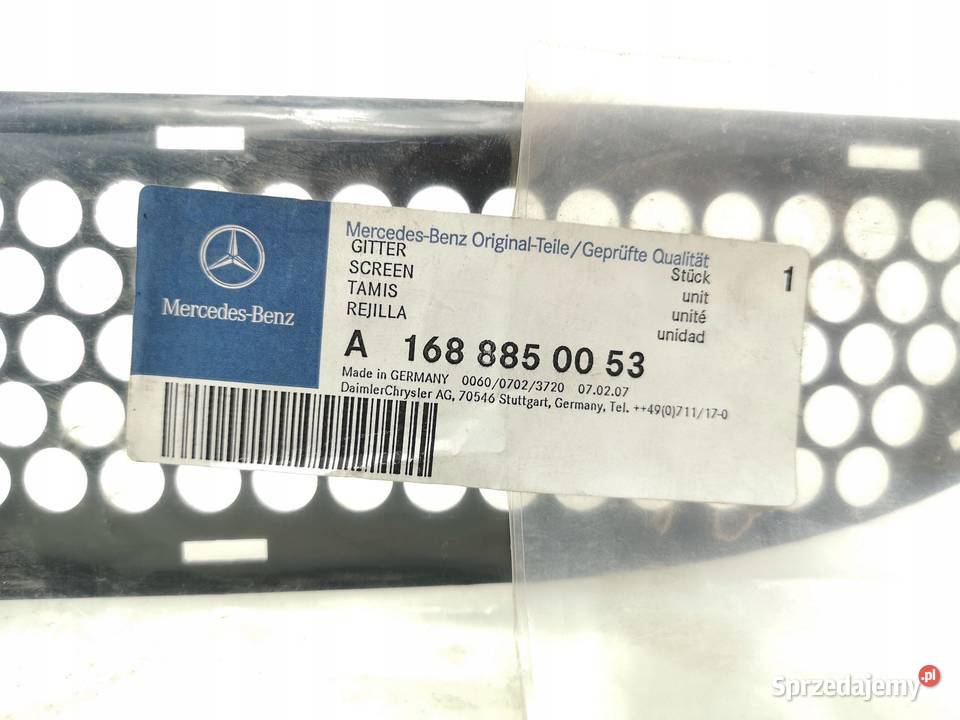 KRATKA ZDERZAKA LEWY PRZÓD MERCEDES A KLASA 0104 osobowe Listwy i nakładki