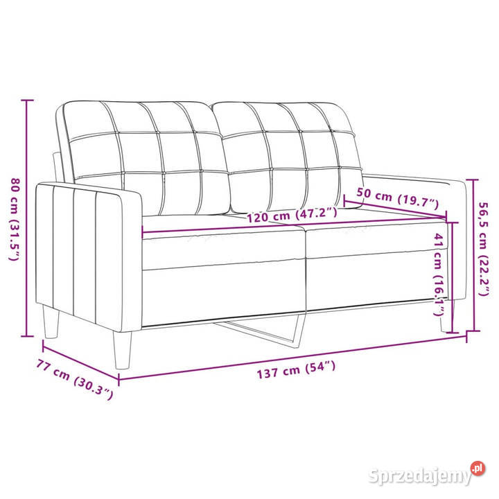 Sofa 2osobowa brązowy 120 tapicerowana aksamitem Warszawa